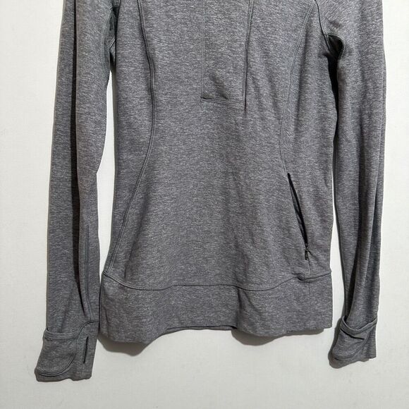 Lululemon Womens 6 Gray Heather Think Fast 1/4 Zip Pullover Shawl Collar Rulu - Picture 3 of 8
